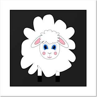 cute sheep on the meadow Posters and Art